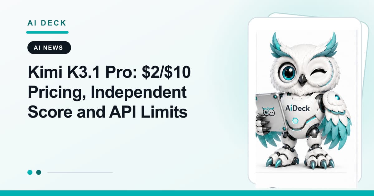 Kimi K3.1 Pro: $2/$10 Pricing, Independent Score and API Limits